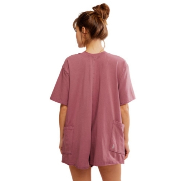 NWT Free People Movement Brown Cotton Blend Hot Shot Tee Romper Women Size L - Picture 4 of 8